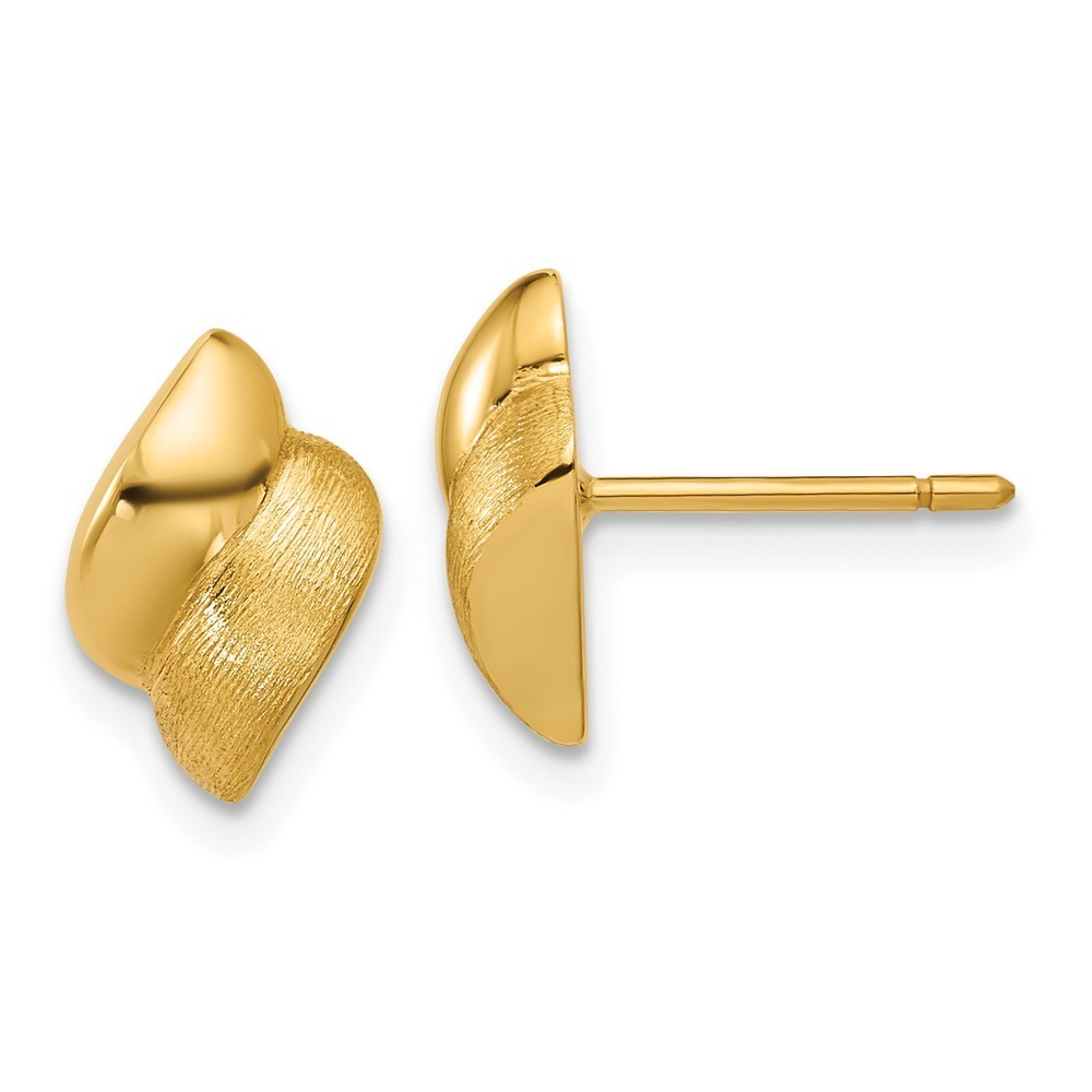 14k Yellow Gold Polished And Brushed Fancy Post Earrings 715$